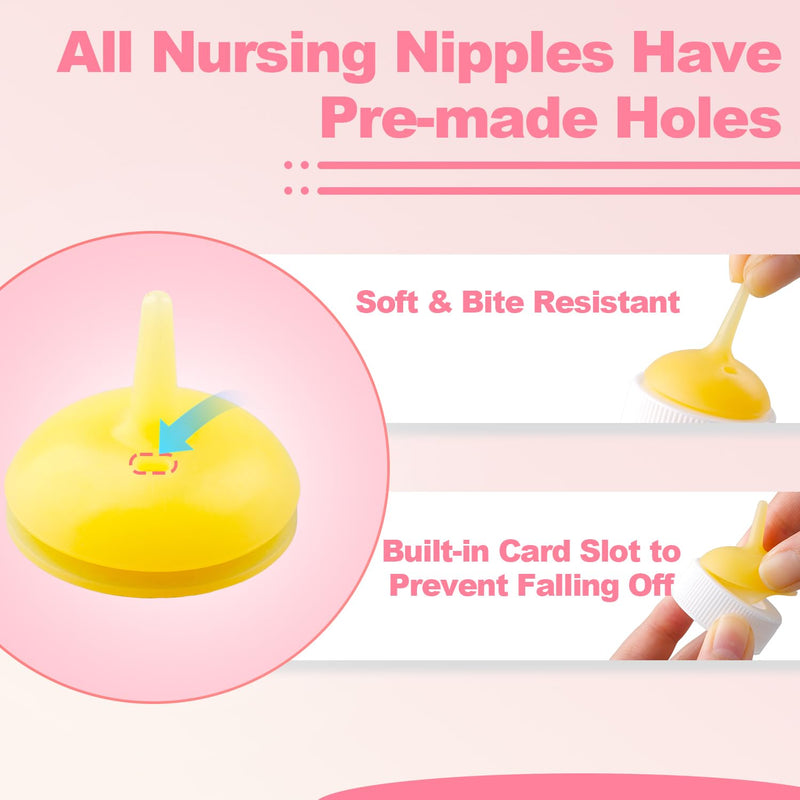 Kitten Bottle Feeding kit with Feeding Nipple and Syringe, Soft Silicone Nursing Pet Feeding Bottle, Ventilation Valve Resistant Tearing for Small Puppies, Kittens, Rabbit (M Nipple-Yellow) 1 Count (Pack of 14) Yellow - PawsPlanet Australia