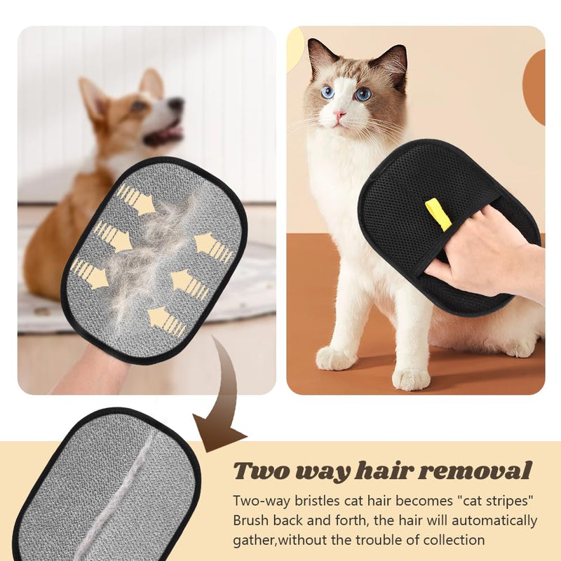 Kakalote 2pcs Pet Grooming Gloves, Pet Hair Remover Tool Cat & Dog Grooming Gloves for Shedding, Washing, Deshedding(Black) Black - PawsPlanet Australia