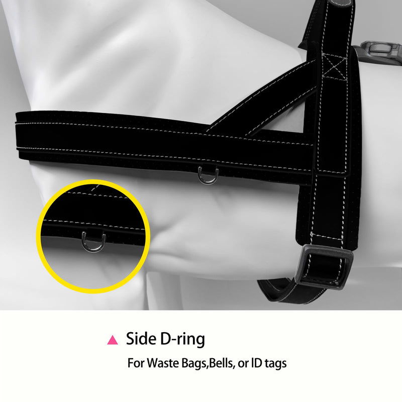 Magnetic Dog Harness and Leash Set with Quick Release Buckle, Easy On & Off Faux Leather Puppy Harness and Leash with Handle for Medium, Large Sized Dog Black X-Large - PawsPlanet Australia