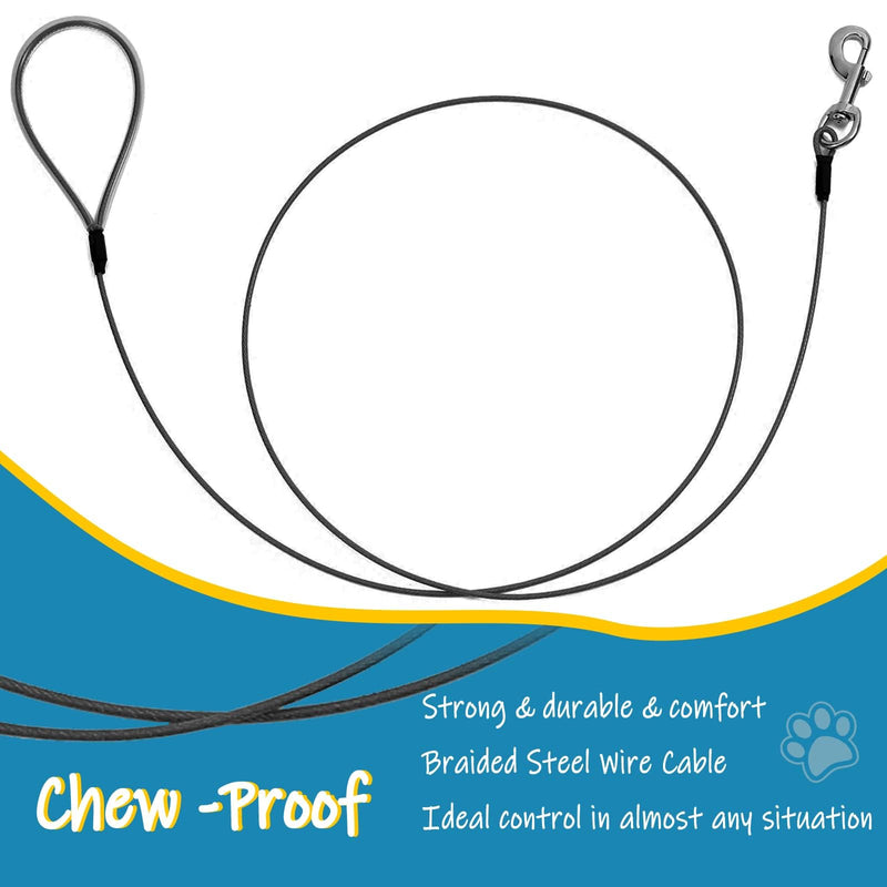 Chew Proof Dog Leash,6FT Metal Cable Lead,Heavy Duty Leash Made of Coated Wire Rope,Chew Resistant,Great for Large Dogs and Teething Puppies,Dog Chains(Black+Blue, 2 Pack) Black+Blue - PawsPlanet Australia