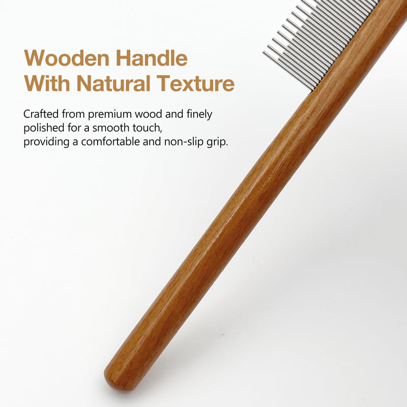 Solid Wood Pet Comb – Fine-Tooth Grooming Tool for Dogs, Cats, and Rabbits, Comfortable Grip and Safe for Skin