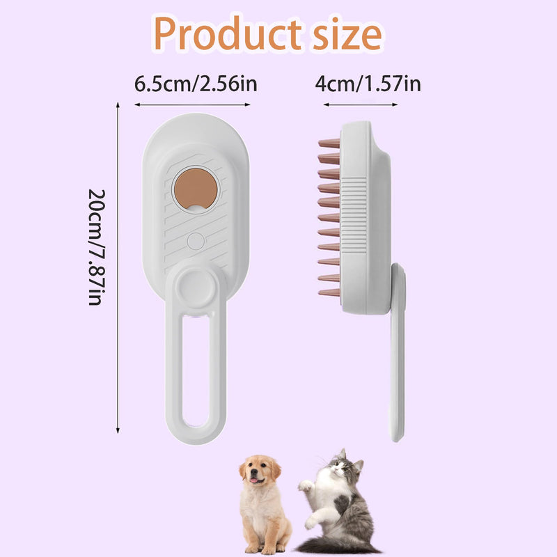 3 in 1 Cat Steam Brush for Shedding & Grooming with Foldable Handle Pet Spray Hair Removal Comb Spritz Defur Comb for Cats Water Brush for Long & Short Haired Pets NEW White - PawsPlanet Australia