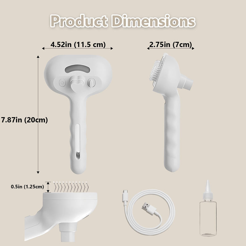 ‌3-in-1 Pet Steam Brush with Self-Cleaning & Cool Mist‌ – Portable Grooming Tool for Cats & Dogs, Long-Lasting Shedding Control & Detangling, Refillable Water Tank & Fast Charging - PawsPlanet Australia