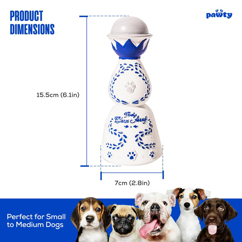 Claws Awoof Rubber Dog Toy - Latex Rubber Squeaky Tough Chewer Resistant - Cute Unique Beer Wine Drinks Toy with Squeaker for Small Dogs - Gifts for Favorite Dog Birthday - Tequila Alcohol Parody - PawsPlanet Australia