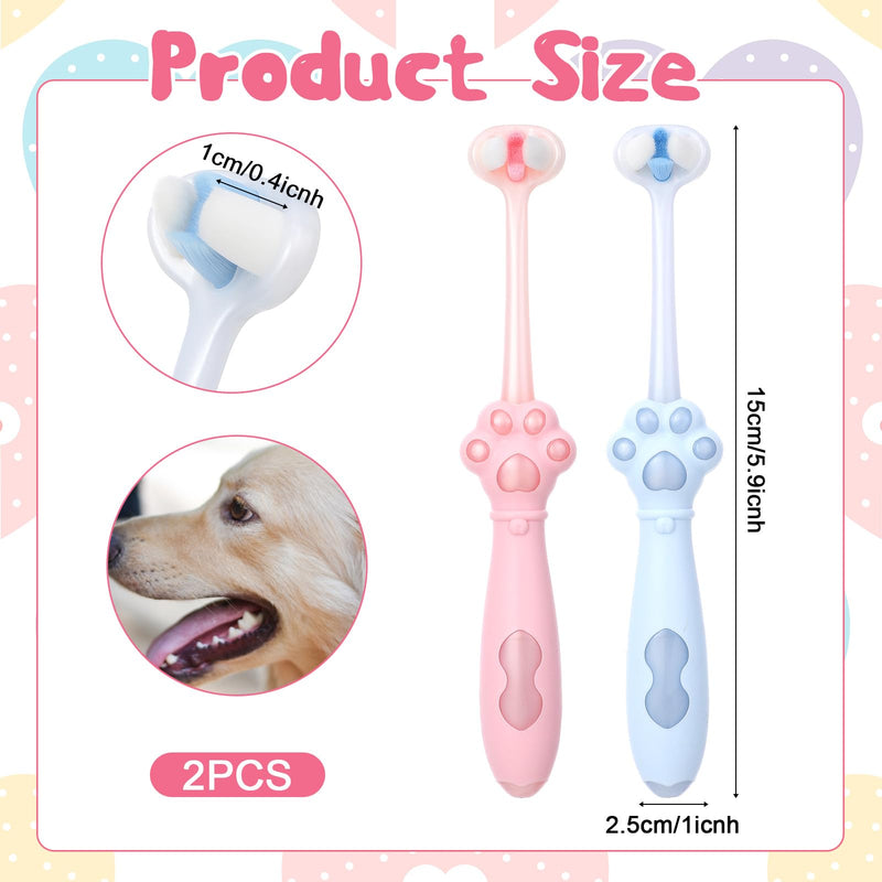 3-Sided Dog Toothbrush, 2 Pack Puppy Toothbrushes, Ultra Soft Dog Teeth Cleaning kit, Pet Dental Oral Care, Dogs Toothbrush Kit for Small and Medium Dogs (Pink, Blue) - PawsPlanet Australia