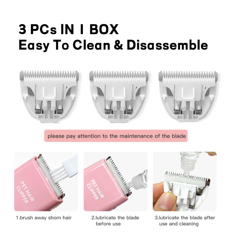 Detatchable Replacement Blades for Dog Clipper,Replacements Blades for Dogs and Cats Grooming Clippers,3 PCs Replacement Blades Only Tb006-3pc