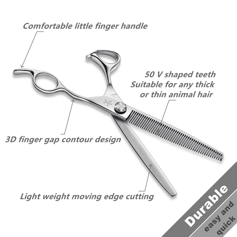 High-end Professional Dog Grooming Thinning Scissors Teeth Cutting Blending Shears Pet Texturizing Shears 7.5 Inch Extremely Very Sharp Stainless Steel Alloy For Cat Horse And Other Animals 7.5inch Thinning - PawsPlanet Australia