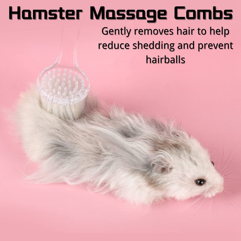 3 Pack Small Animal Grooming Brush - Hair Brush with Lid Soft Cleansing Bristles for Hamster Guinea Pig Rabbit Chinchilla Ferret Massage Combs Cleaning Supplies (3 Pack, White+Purple+Blue) 3 Pack