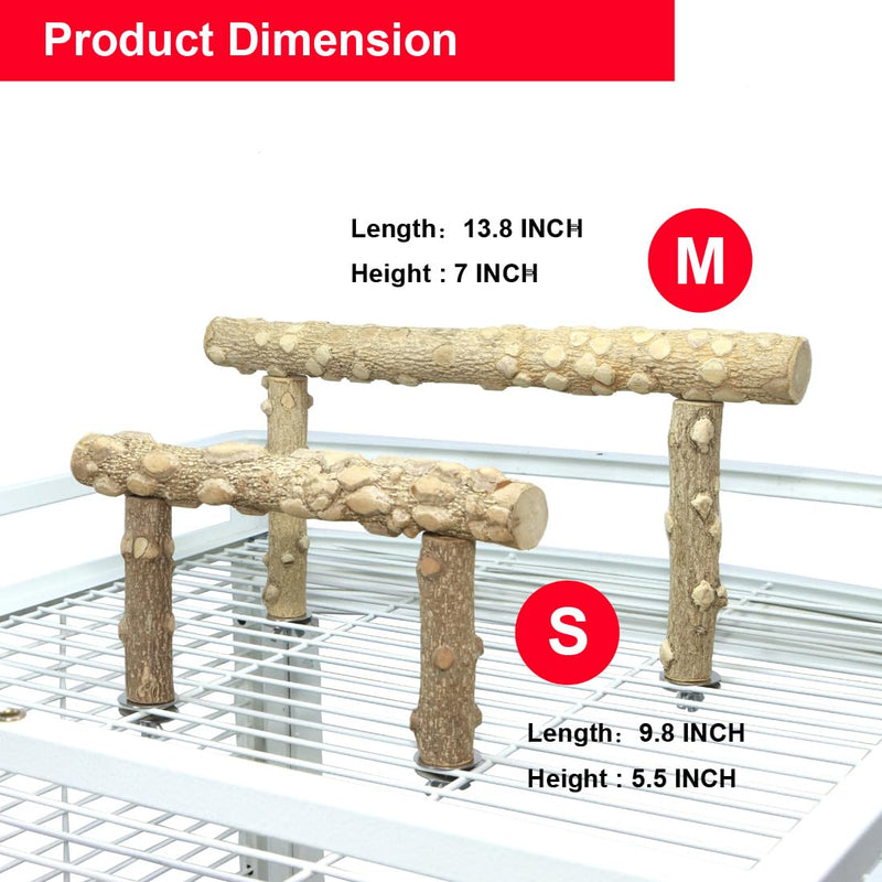 Bird Perch Stand, Bird Cage Top Perch Gym,Natural Wood Parrot Branch for Small Medium Large Parrot (M) M - PawsPlanet Australia