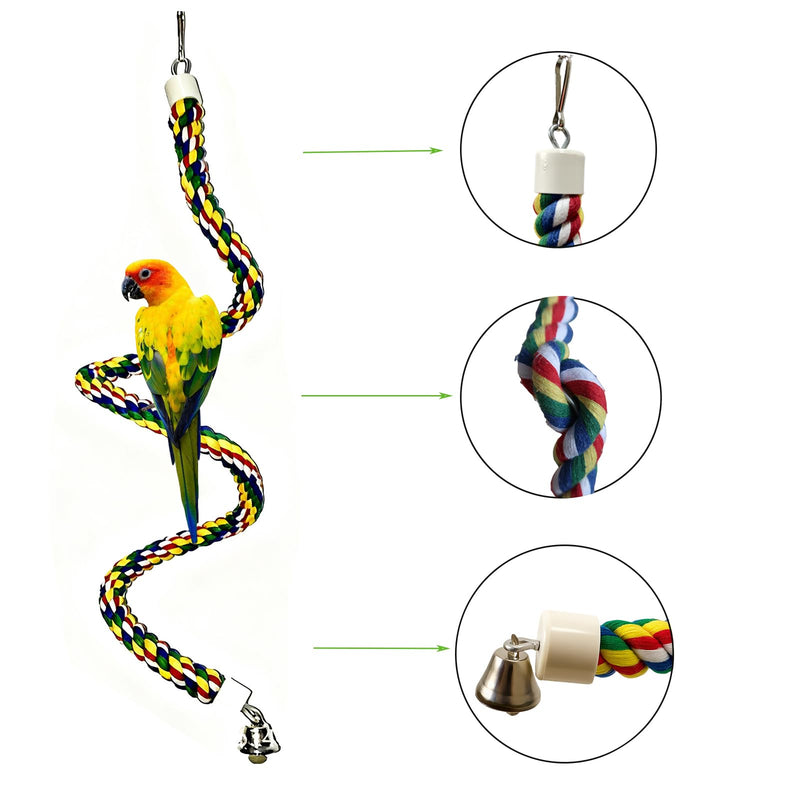 Bird Rope Perch & Birds Swing Set - Bird cage Accessories, Rope perches for Conures, Parrots,Cockatiel,Lovebird,Budgerigar,Parakeet perches for cage,Birds perches 40inch - PawsPlanet Australia