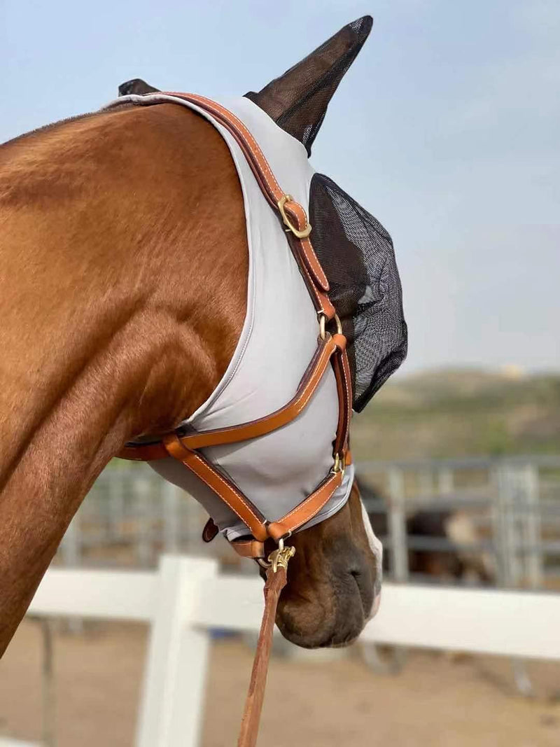 TGW RIDING Horse Fly Mask Super Comfort Horse Fly Mask Elasticity Fly Mask with Ears We Only Make Products That Horses Like (Gray, L) Gray - PawsPlanet Australia