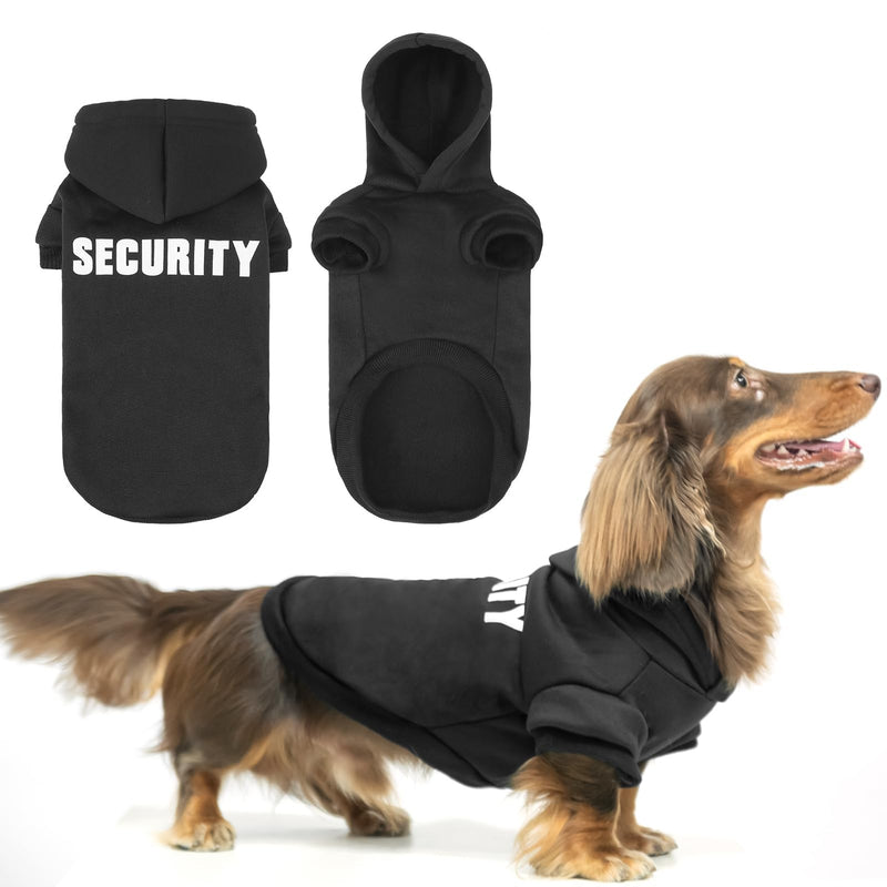 BINGPET Security Dog Hoodies Dachshund Sweater Cold Weather Dog Coats Soft Brushed Fleece Pet Clothes Hooded Sweatshirt for Dog Cat #1 Black(Security) Small (Chest Girth 13",Dachshund Recommend)