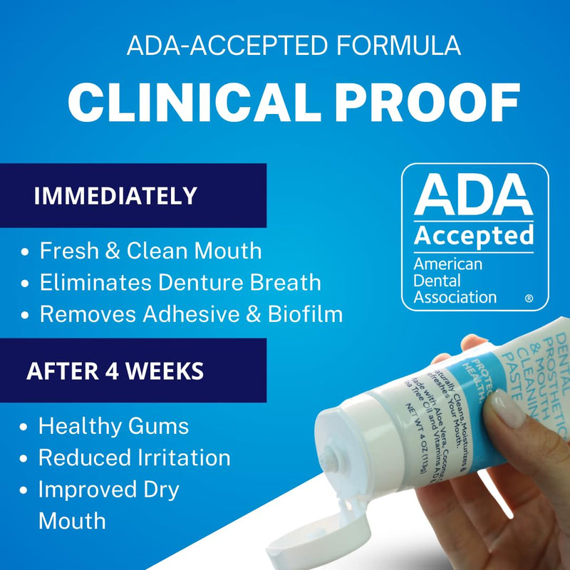 Dr. B Dental Solutions Cleanadent Denture and Gum Toothpaste, ADA Accepted All-Natural Denture Toothpaste for Adults - Removes Odors, Stains and Adhesives - 4 oz (2 Pack) 4 Fl Oz (Pack of 2) - PawsPlanet Australia
