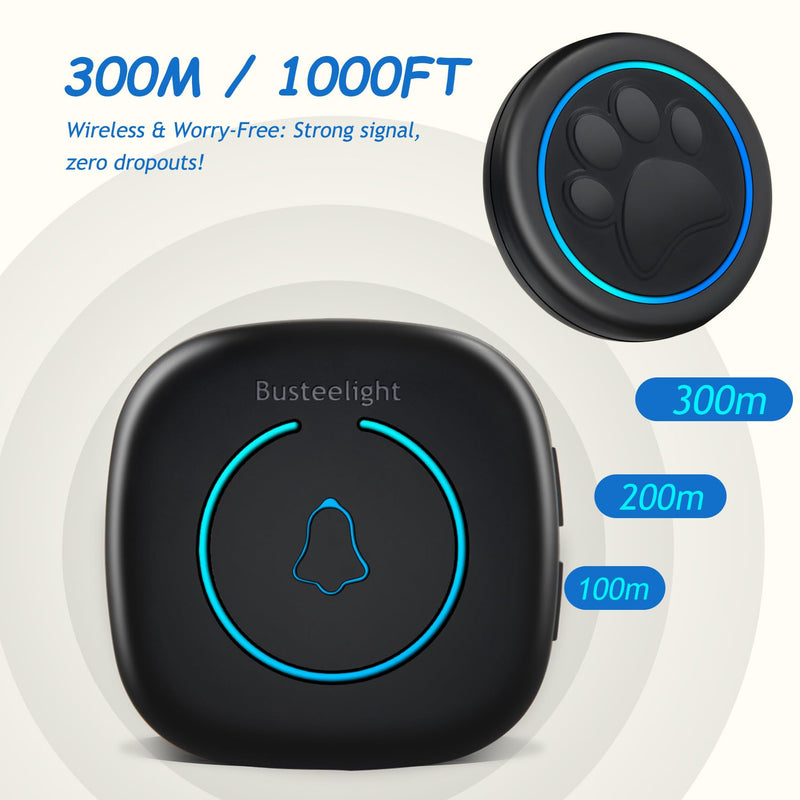 Dog Bells to Go Outside - Wireless Dog Door Bell with 1000ft Range, LED, Waterproof Potty Training Bell & Dog Buttons for Communication - Dog Clicker Alternative with 60 Melodies (1 Bell & 1 Receiver) 1 Bell & 1 Receiver - PawsPlanet Australia
