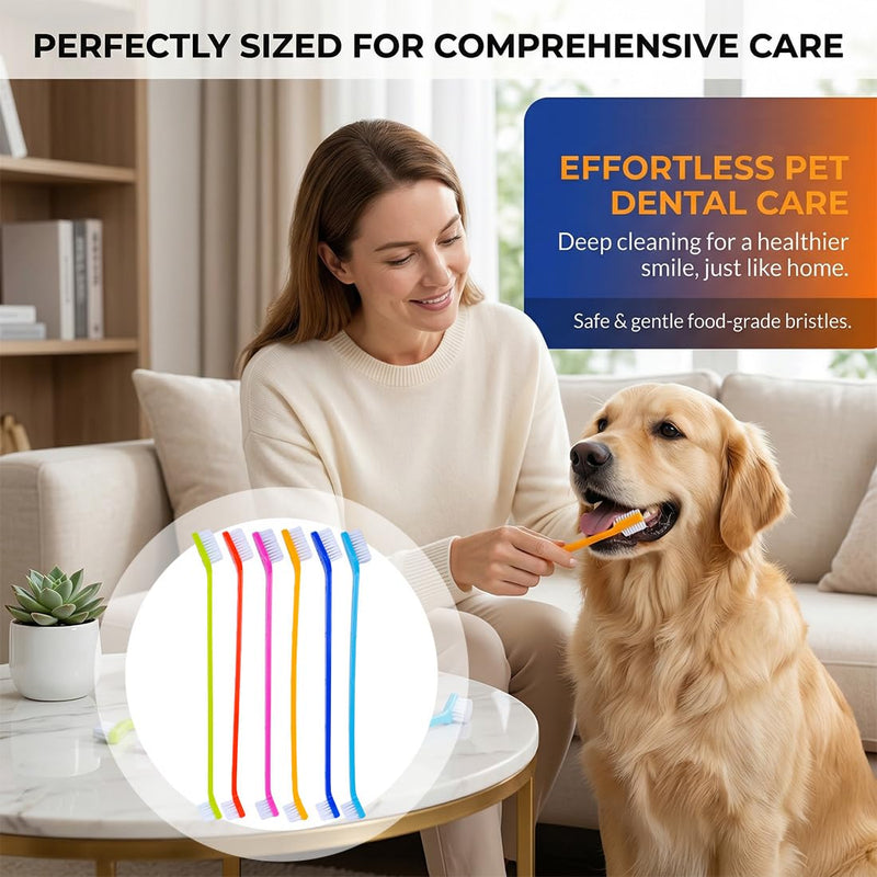 6-Piece Pet Dental Care Set, Cat Toothbrush, Dog Toothbrush for Small Dogs, Gentle Brushes for Cats and Dogs, 22 x 1.8 cm Size, Effective Dental Cleaning for Pets