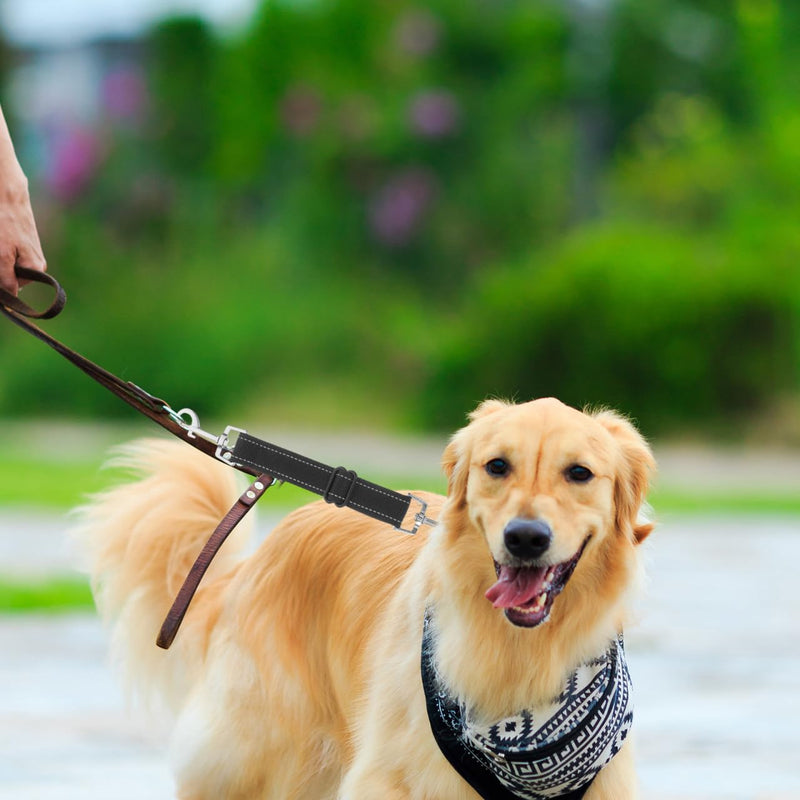 2pcs Dog Collar Connector Safety Straps Coupler Car Dog Back up Hook Lead Pet Traffic Backup Puppy Extender Seat Leash Short Adjustable Groom Vest Harness Black Nylon - PawsPlanet Australia