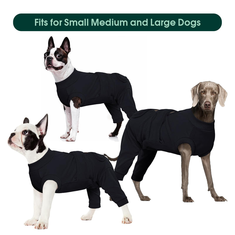 Kuoser Dog Surgery Suit Female Spay, Male Dog Recovery Sleeve Back Leg, Thigh Wound Protective Recovery Suit for Dogs, Dog Rear Leg Sleeve to Stop Licking, Pet Surgical Suit Puppy Onesie Bodysuit L Black - PawsPlanet Australia
