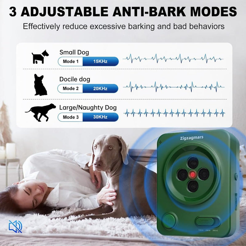 Dog Bark Control Device, Ultrasonic Bark Silencer with 3 Adjustable Modes, Rechargeable & Rainproof, Safe & Effective for Indoor & Outdoor Use Green-Orange - PawsPlanet Australia