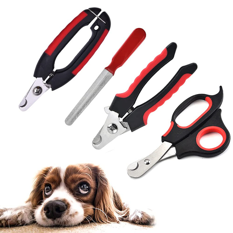 4 Pieces/set Pet Dog Cat Nail Clipper Cutter Stainless Steel Grooming Trimmer Scissors Clippers for Animals with Lock 2 sizes (Small, Black and Red) - PawsPlanet Australia