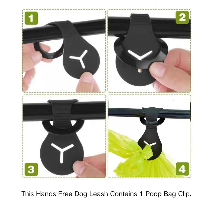 Hands Free Dog Leash,8.2ft Crossbody Dog Leash with Hanging Strap/Hanging Buckle/Poop Bag Holder/Explosion-Proof Handle,Adjustable Crossbody Rope for Dogs Walking,Jogging and Running,18-110lbs,Black Full Black - PawsPlanet Australia