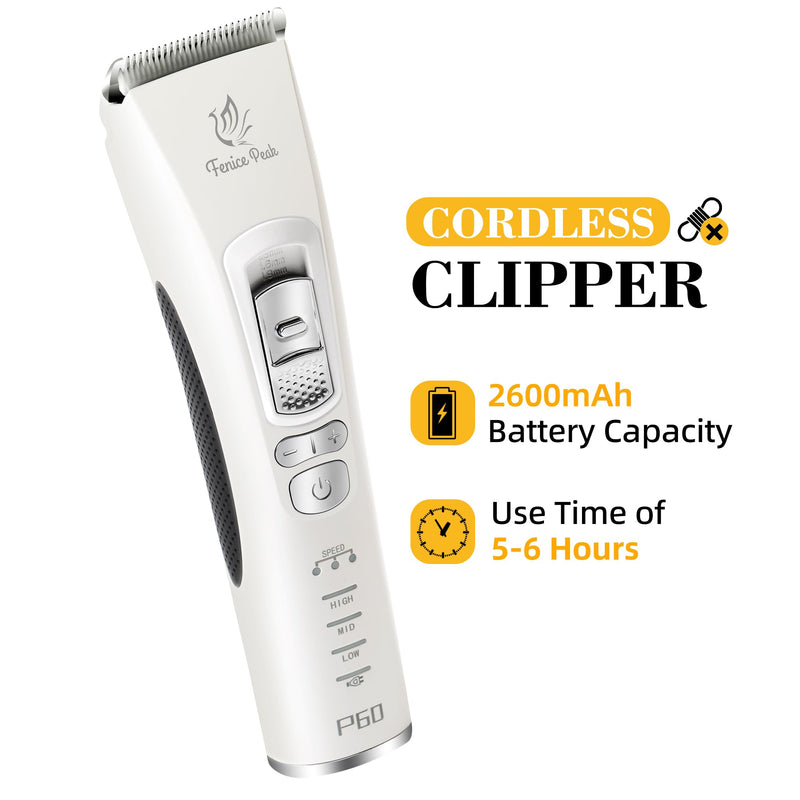 FENICE PEAK Dog Grooming Clippers for Thick Heavy Coats 3 Speeds Low Noise Pet Grooming Kit Cat Eletric Clipper with 10FC Ceramic & Stainless Steel Blade Clipper+10FC Blade - PawsPlanet Australia