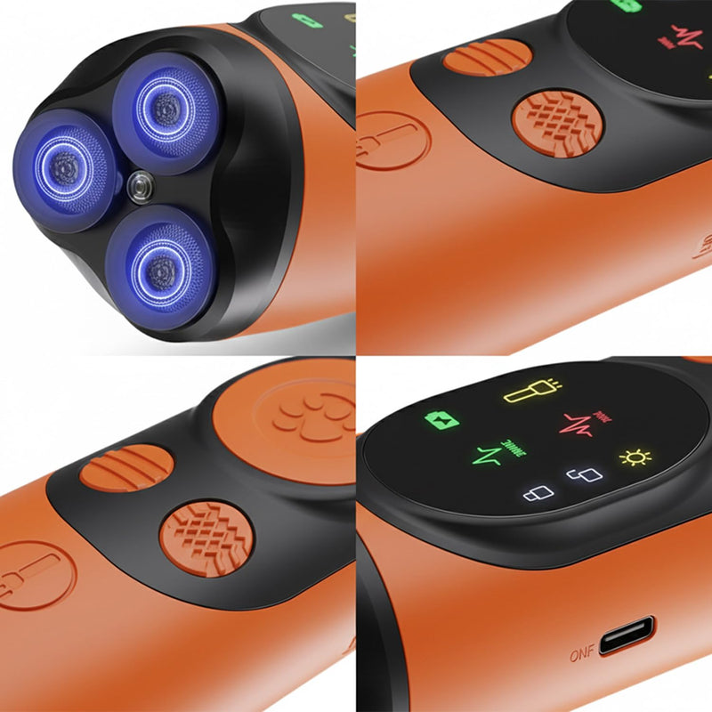 Upgraded Triple-Head Ultrasonic Dog Barking Deterrent Device - 33ft Range Handheld Anti Bark Training Tool - Rechargeable Sonic Bark Stopper for Small Medium Dogs, Age 6+ Months (Orange)