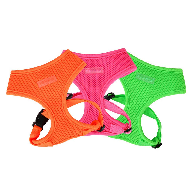 Puppia Soft Harness A - M Over-The-Head Soft Mesh Harness Neon Orange Medium - PawsPlanet Australia
