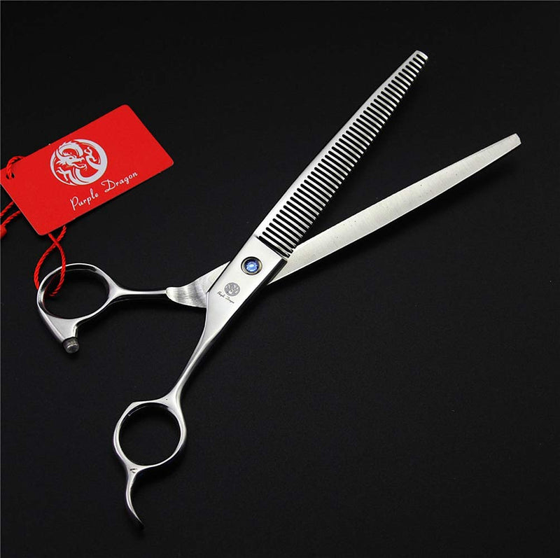 Purple Dragon 8.0" Titanium Multicolor Professional Pet Grooming Scissors Set,Straight & Thinning & Curved Scissors Shear with Bag for Dog Cat Grooming Silver - PawsPlanet Australia