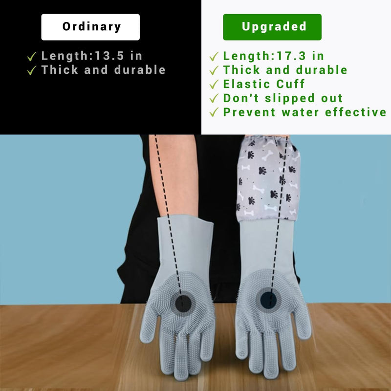 Dog Washing Gloves, Pet Grooming Gloves with Soft Brushes, Bathing and Massaging for Dogs and Cats, Silicone Heat Resistant Cleaning Gloves with High-Density Teeth (Gray) Gray - PawsPlanet Australia