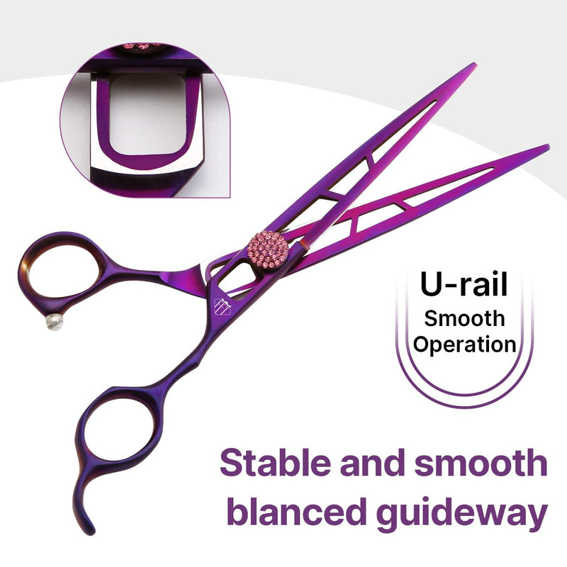 Dog Grooming Scissors: Pet Shears Skeletonized blade Made Of Japanese 440C for Trimming Dogs Cats and Other Pets (Straight, 7") Straight 7" - PawsPlanet Australia