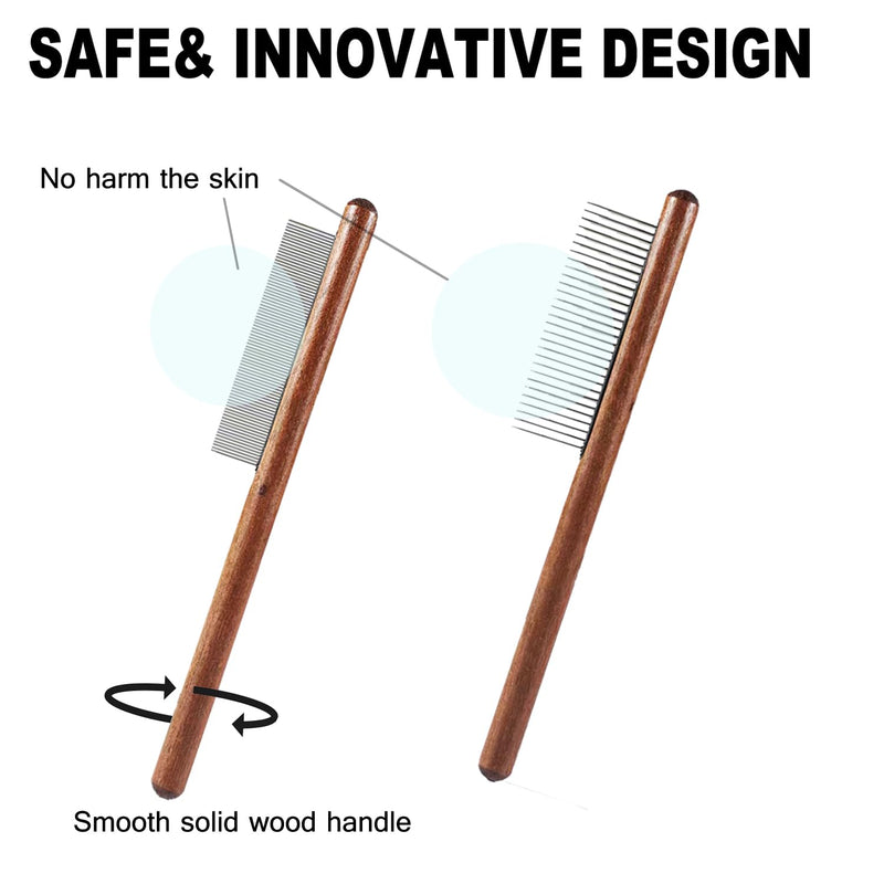 Undercoat Rake for Dogs and Cats, Pet brush for Dematting Comb, Pet Grooming Combs For Long-Haired & Short-Hair, Removes Dander, Dirt, and Detangles,With Wooden Handle 3 pack. - PawsPlanet Australia