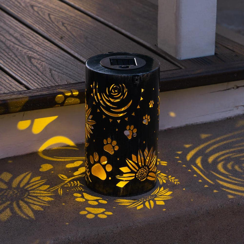iHeartDogs Pet Memorial Gifts - Artisan Shadow Solar Lantern 'Sunflowers & Paws' - This Pet Loss Gift Feeds 7 Shelter Pets in Honor of Your Departed Pet Sunflowers & Paws - PawsPlanet Australia