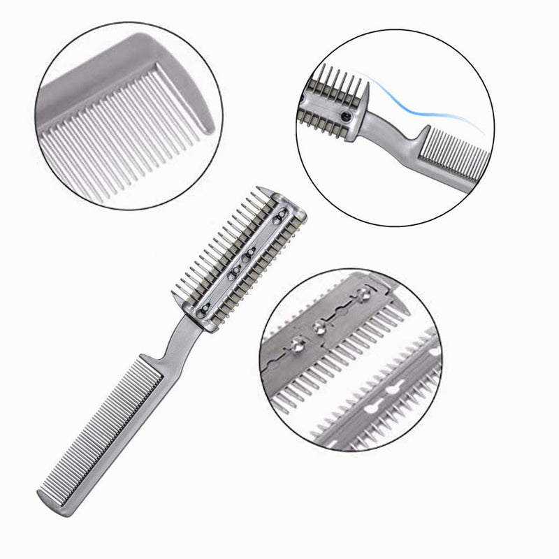2Pcs Razor Comb for Dogs Cats with Extra Blades Double Sides Pet Razor Comb Trimming & Grooming Hair Cutter Comb Trimmer Grooming Comb for Dog Cat (Silver) Silver - PawsPlanet Australia