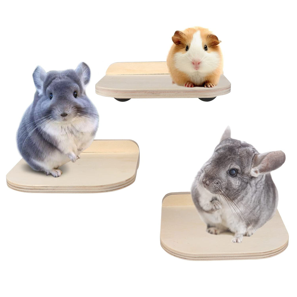 Chinchilla Wooden Platform Set, Chinchilla Cage Platform with Feeding Bowl, Small Animals Cage Accessories for Chinchilla Squirrel Gerbil Suger Glider Hamsters (3Pcs of Small Platform) 3Pcs of Small Platform