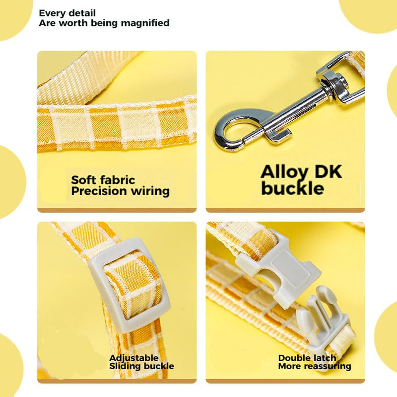 Cat Harness & Leash Set, Cats Escape Proof - Adjustable Kitten Harness for Large Small Cats, Cute Bee Plaid Lightweight Soft Petsafe Harness (Yellow Plaid Bee, M (for 7.0-16.5lb)) M (for 7.0-16.5lb) Yellow Plaid Bee - PawsPlanet Australia