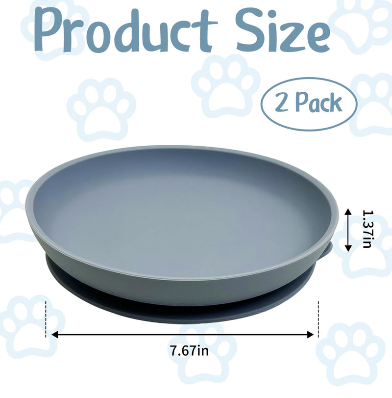 Silicone Dog Bowl Set of 2 No Spill Puppy Food and Water Dish Less Mess Cat Plates with Suction Cup Non-Tippable Feeding Bowls for Small & Medium-Sized Pets (Round Blue) - PawsPlanet Australia