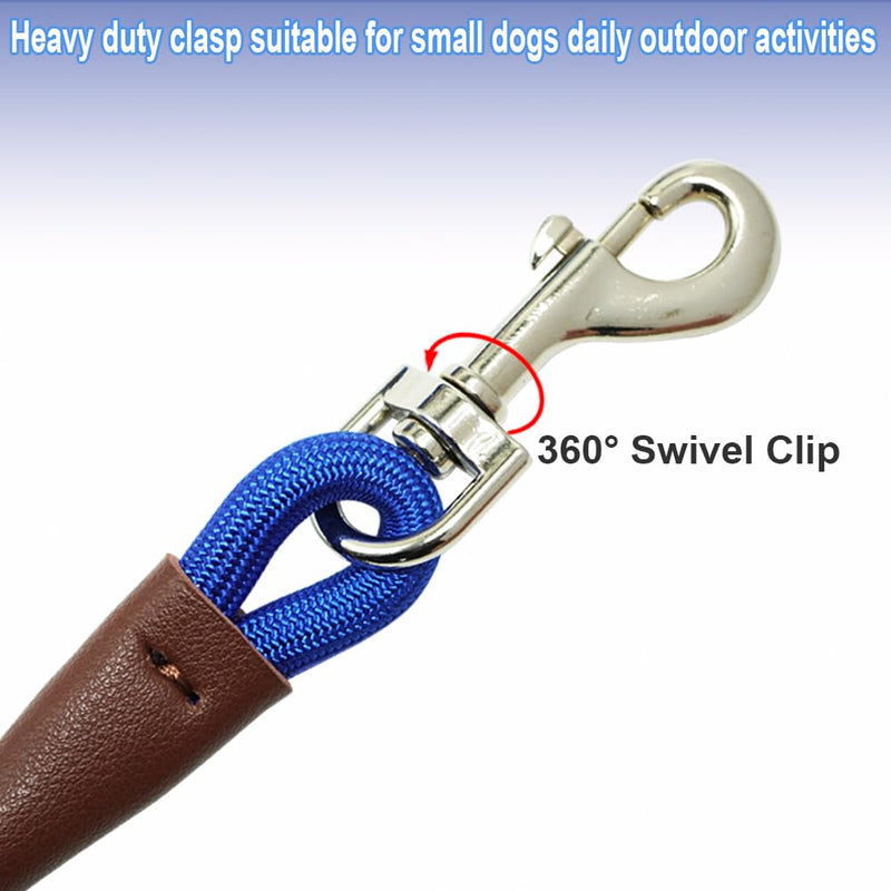 Small Dog Leash, 1/4" by 6/8/10 FT Lightweight Strong Nylon Rope Leash, Bright Classic Lead for Small Pets/Puppy/Cat (10ft, Dark Blue) 1/4" x 10' - PawsPlanet Australia