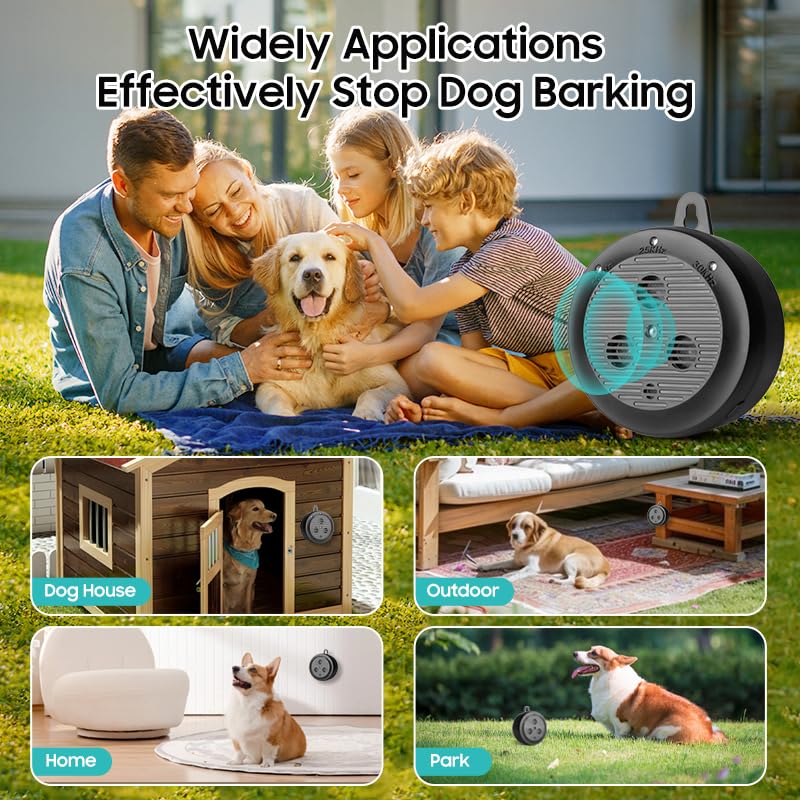 Anti Barking Device, Ultrasonic Dog Barking Silencer with 3 Modes, Dog Bark Deterrent Devices, Rechargeable Dog Barking Control Devices, Pet & Human Friendly (Black) Black - PawsPlanet Australia
