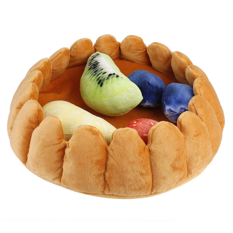 ZJchao Pet Kennel - Plush Egg Tart Shape Dog & Cat Bed with Fruit-Shaped Pillow for Cozy Warmth and Comfort - PawsPlanet Australia