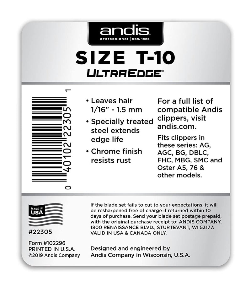 Andis Carbon-Infused Steel UltraEdge Dog Clipper Blade, Size-T-10, 1/6-Inch Cut Length (22305) - PawsPlanet Australia
