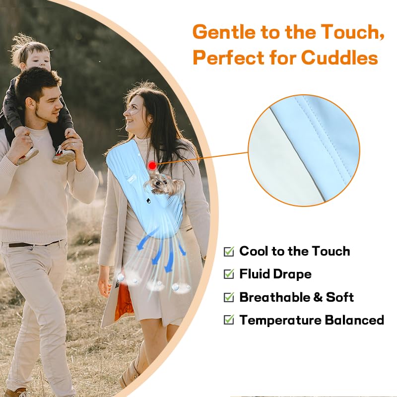 Dog Sling Carrier – Ice Silk Dog Slings for Small Dogs up to 10 lbs, Breathable Dog Carrier Sling with Adjustable Safety Strap & Buckle, Portable Cat Sling Carrier (Blue) Blue - PawsPlanet Australia