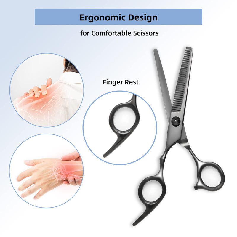 8.0 in 9CR Titanium Professional dog grooming scissors set,Grooming Scissors for Dogs Cats,Pet nail clippers,Shears, Straight,Curved,Thinning Shears,Comb for Full Body,Face, Nose,Ear,Paw Black - PawsPlanet Australia