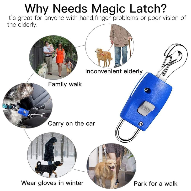 Dog Collar Leash Connector, Stainless Steel Puppy Dog Cat Collar Lead Rope Leash Connector Buckle Pet Supplies for Traction Rope Harnesses Collar for Outdoor Walking Blue