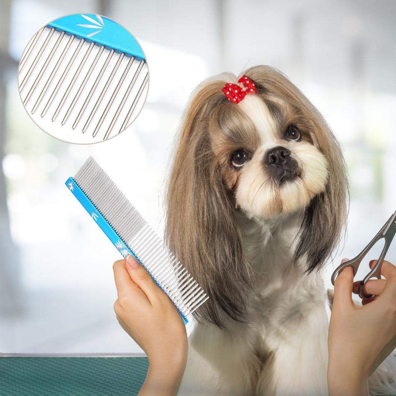 Regun Hair Comb - 3 Colors Pet Hair Trimmer Comb Dog Cat Hair Comb Anti-Static Comb Straight Row(BLUE) - PawsPlanet Australia