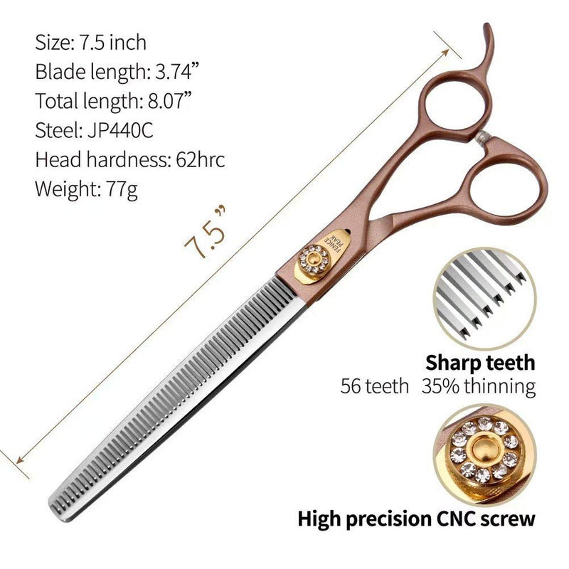 Fenice Peak Professional Thinning Scissors for Dog Cat 7/7.5'' Pet Grooming Scissors 440C Stainless Steel Thinning Shears for Dogs 50/56 Teeth 7.5'' - PawsPlanet Australia