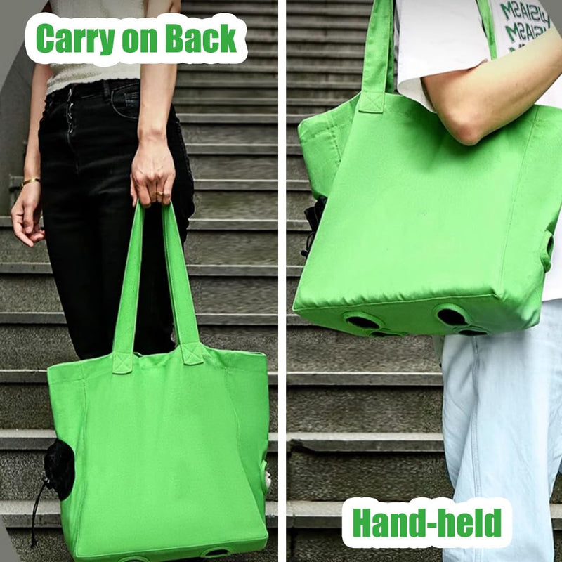 Cats Carrying Bag, Adjustable Pet Shoulder Bag with Holes for Cat's Legs & Head Movement for Walk Support Cats Dogs Green - PawsPlanet Australia
