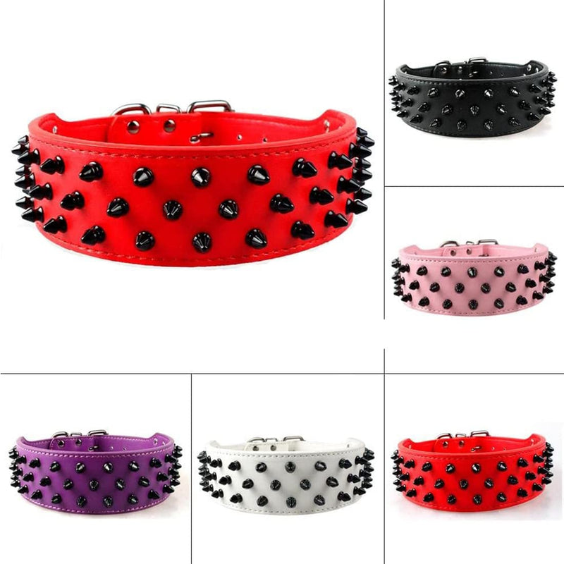 Bullet Nail Rivet Leather Dog Collar Studded Leather Medium Size Pitbull English Bulldog - PawsPlanet Australia
