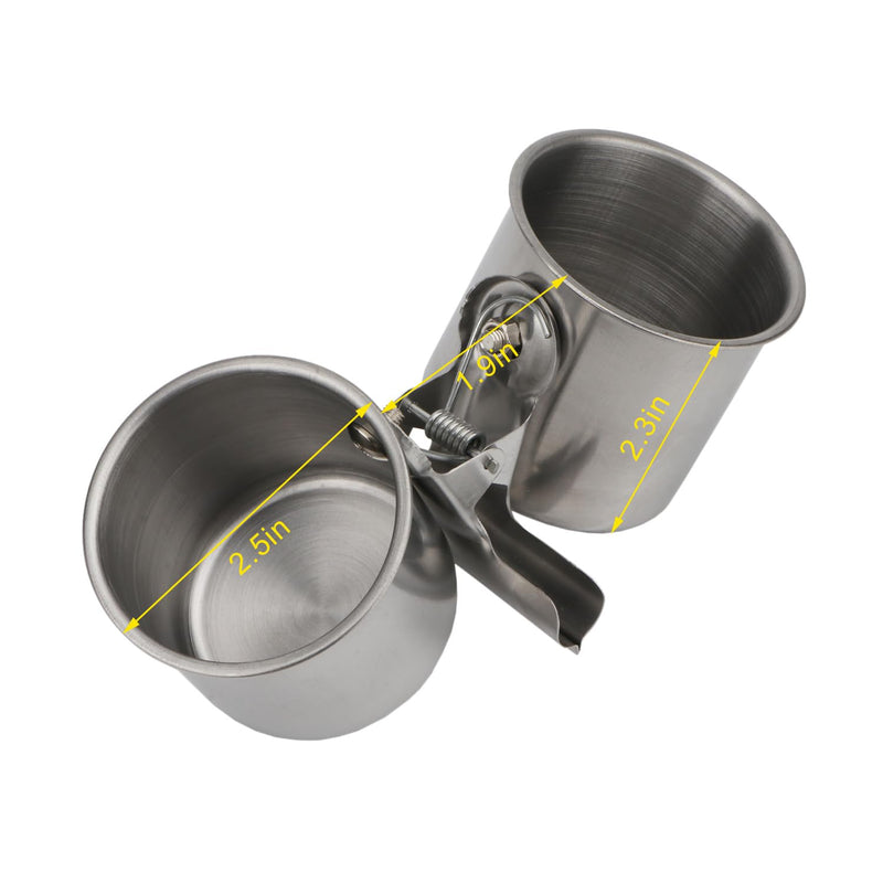 Hypeety Bird Parrot Feeding Double Cups Stainless Steel Food Water Bowls with Clip Bird Seed Feeder Cups Hanging Bowl Cage Stand Accessories - PawsPlanet Australia