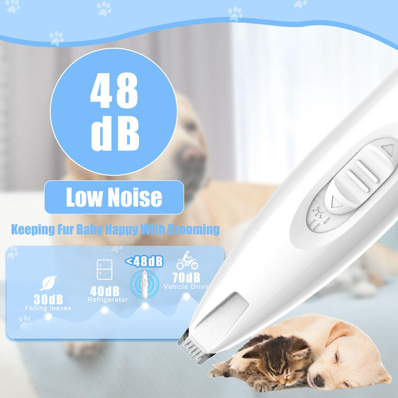 KIKETECH LED Dog Paw Trimmer - Cordless, Low Noise Dog Clippers for Grooming, Rechargeable Small Area Shaver for Clippers Cats, IvoryWhite - PawsPlanet Australia