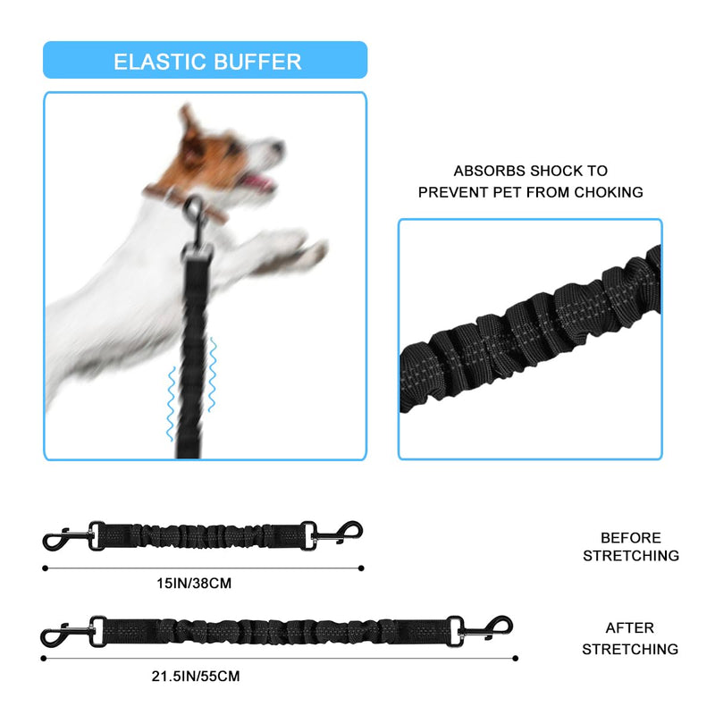 Dog Seat Belt for Bike Basket, Retractable Bicycle Dog Seatbelt, Elastic Pet Safety Leash Harness for Cat, Dog Leash Extension Attachment Shock Absorbing Lead Extension Absorber (Black) Black - PawsPlanet Australia
